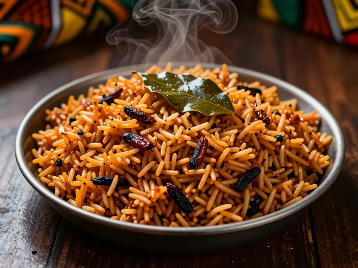 AI-generated photograph: A bowl of red jollof rice